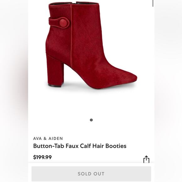 Ava & Aiden Red Button Tab Faux Calf Hair Booties Size 6 - Picture 7 of 7